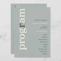 Simple Sage Ivory Text Wedding Program