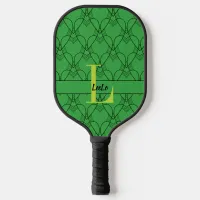 Green Hearts Pattern Monogram and Name Custom Pickleball Paddle