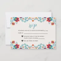 Mexican Fiesta Colorful Botanical Floral Wedding RSVP Card