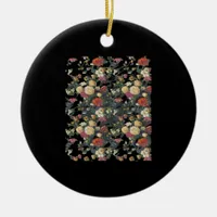 Whimsigoth Old Victorian Floral Oil Painting Class Ceramic Ornament