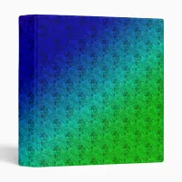 Diag Rainbow Gradient Floral Pattern Blue Green 3 Ring Binder