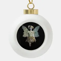 Whimsigoth Zombie Fairy Old Timey Gothic Moody Art Ceramic Ball Christmas Ornament
