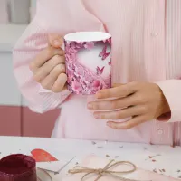 3D Pink Butterfly Coffee Mug: A Flutter Beauty Two-Tone Coffee Mug