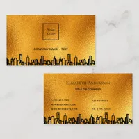 Logo gold city skyline black business real estate business card