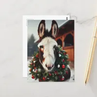 Christmas Pinto Donkey Postcard