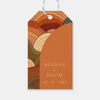 Retro Abstract Earthy Terracotta Orange Wedding Gift Tags