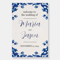 Mexican Blue Floral Wedding Sign Foam Board Poster