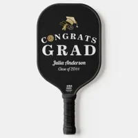 Black & Gold Modern 2024 Graduation Congrats GRAD Pickleball Paddle