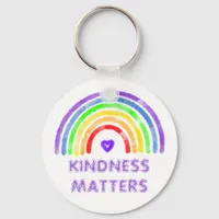 Kindness Matters | Rainbow and Heart Watercolor    Keychain