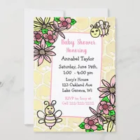 Whimsical Honey Bee Girl's Baby Shower Invitation