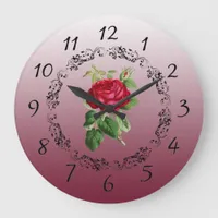Beautiful burgundy Rose Sage Green Round Clock