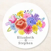 Floral Mexican Fiesta Wedding Round Paper Coaster