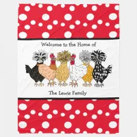 Funny Backyard Chickens Polish Hens Polka Dot Fleece Blanket