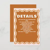 Retro Groovy Squiggle Wavy Terracotta Wedding  Enclosure Card