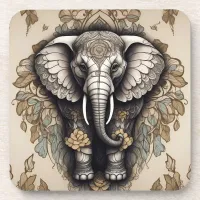 Majestic Elephant Mandala Beverage Coaster