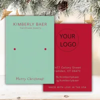 Classic Merry Christmas Blue Earring Display Business Card