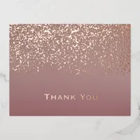 Rose Gold Foil Wedding Thank You  Foil Holiday Postcard