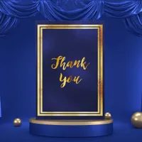 Thank you card birthday dark navy blue gold