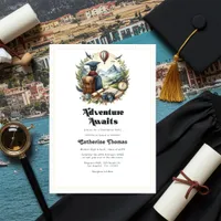 Retro Vintage Adventure Awaits Graduation Party Invitation