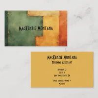 Geometric Blocks Design in Olive, Rust, Mustard Business Card