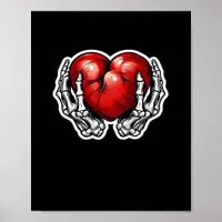 Skeleton Hands Hearts Cute Halloween Retro Poster