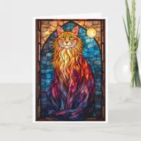 Stained Glass Style Large Fluffy Cat Card