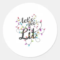 Let's Get Lit Christmas Top Casual Christmas Light Classic Round Sticker