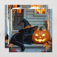 Black Cat Napping Pumpkin Halloween Personalized