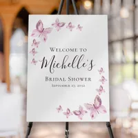 Pink Butterflies Bridal Shower Welcome Sign