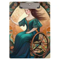 Woman in a wheelchair dances joyfully clipboard