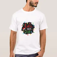 Let's Get Lit Christmas Drinking Lights Santa Esse T-Shirt