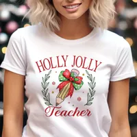 Holly Jolly Teacher Coquette Christmas  Tri-Blend Shirt