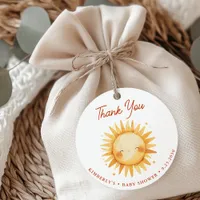 Boho Sunshine Cute Sun Baby Shower Thank You Favor Tags