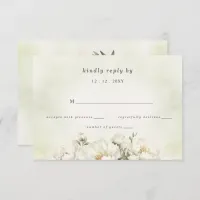 Rustic Elegant Greenery White Floral Wedding RSVP Card