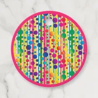 [Beatnik Bubbles] Retro Polka Dot Striped Pink Favor Tags