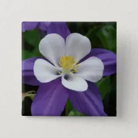 Columbine Purple and White Flower Button