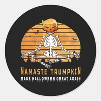Namaste Trumpkin Make Halloween Great Again Medita Classic Round Sticker