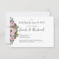 Soft Blush Floral Wedding RSVP Card