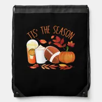 Tis The Season Football Pumpkin Thanksgiving Athle Drawstring Bag