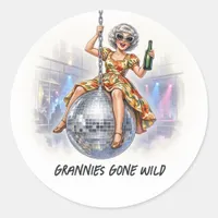 Grannies Gone Wild Funny Disco Ball Bachelorette Classic Round Sticker