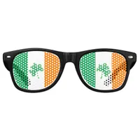 Irish Flag with Shamrocks Retro Sunglasses