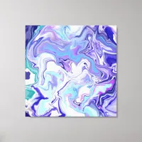 Blue Periwinkle Marble Fluid Art   Canvas Print