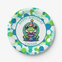 Cute Frog Themed Boy's Birthday Boy Paper Plates