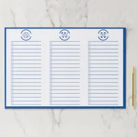 Modern Blue Monogram 3 To Do Lists Paper Pad