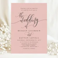 Soft Coral Simple Modern Script Wedding Invitation