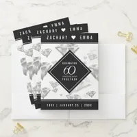 Elegant 60th Diamond Wedding Anniversary Pocket Folder