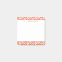 Modern Coral Peach Tropical Floral Pattern Post-it Notes