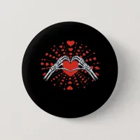 Skeleton Hand Heart Valentines Day Funny 2025 Hear Button