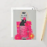 Whisky Bottle Mixed Media Collage AI Art Postcard