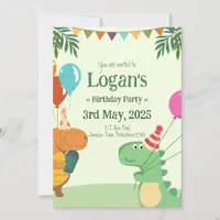 Personalized Dinosaur for Kids Birthday Party Invitation